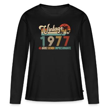 Anniversaire Vintage Idée Cadeau D Anniversaire 46 - T-shirt manches longues Premium bio Femme - noir - Devant - Julia (174cm)