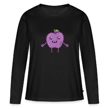 Kawaii Comic Prune - T-shirt manches longues Premium bio Femme - noir - Devant - Julia (174cm)