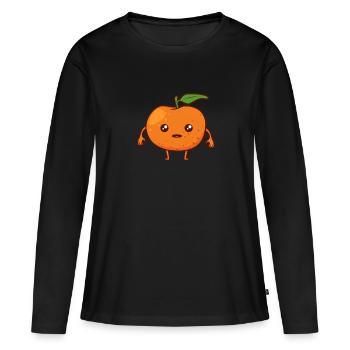 Kawaii Comic Mandarine - Frauen Premium Bio Langarmshirt - Schwarz - Vorne - Julia (174cm)