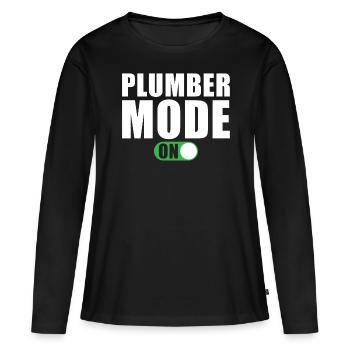 Mode plomberie activé - T-shirt manches longues Premium bio Femme - noir - Devant - Julia (174cm)