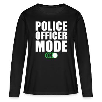 Mode Policier Un policier - T-shirt manches longues Premium bio Femme - noir - Devant - Julia (174cm)