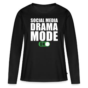 Mode médias sociaux activé - T-shirt manches longues Premium bio Femme - noir - Devant - Julia (174cm)