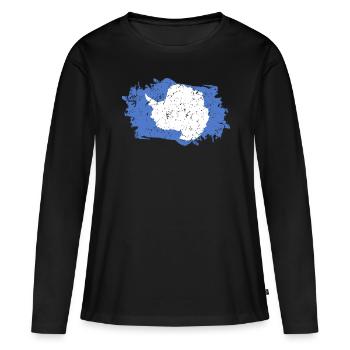 Drapeau de l’Antarctique Grunge Drapeau de l’Antarctique - T-shirt manches longues Premium bio Femme - noir - Devant - Julia (174cm)