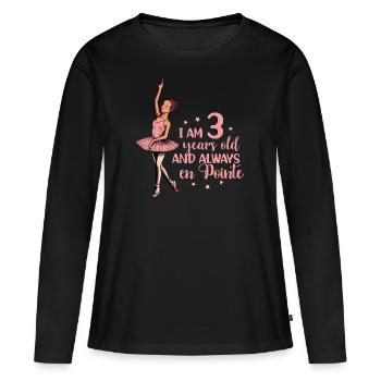 J’ai 3 ans et toujours en pointe - Ballerina - T-shirt manches longues Premium bio Femme - noir - Devant - Julia (174cm)