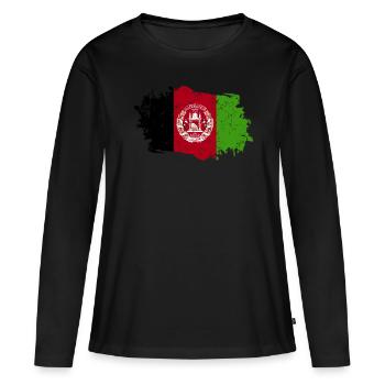 Afghanistan Flag Grunge Afghanistan Flag - T-shirt manches longues Premium bio Femme - noir - Devant - Julia (174cm)