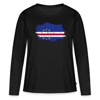Drapeau du Cap-Vert Grunge Drapeau du Cap-Vert - T-shirt manches longues Premium bio Femme - noir - Devant - Julia (174cm)