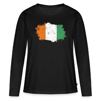 Drapeau de la Côte d’Ivoire - T-shirt manches longues Premium bio Femme - noir - Devant - Julia (174cm)
