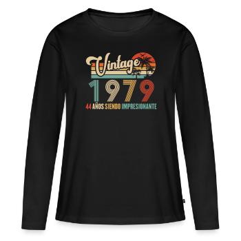 Anniversaire Vintage Idée Cadeau D Anniversaire 44 - T-shirt manches longues Premium bio Femme - noir - Devant - Julia (174cm)