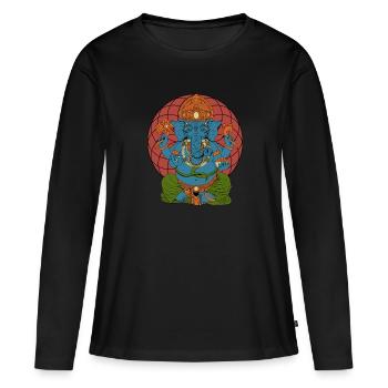 Dieu hindou - Ganesha - T-shirt manches longues Premium bio Femme - noir - Devant - Julia (174cm)