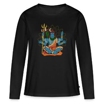 Dieu hindou - Shiva - T-shirt manches longues Premium bio Femme - noir - Devant - Julia (174cm)