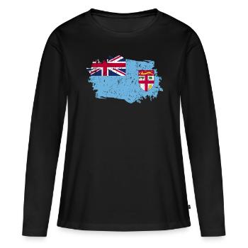 Drapeau des Fidji Grunge Drapeau des Fidji - T-shirt manches longues Premium bio Femme - noir - Devant - Julia (174cm)