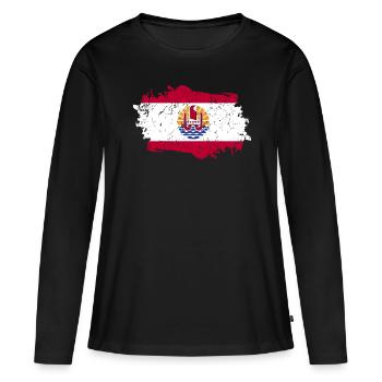 drapeau de la Polynésie Français - T-shirt manches longues Premium bio Femme - noir - Devant - Julia (174cm)