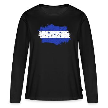 Honduras Flagge Grunge Honduras Fahne - Frauen Premium Bio Langarmshirt - Schwarz - Vorne - Julia (174cm)