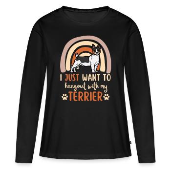 Mignon Teddy Roosevelt Terrier Puppy Kawaii - T-shirt manches longues Premium bio Femme - noir - Devant - Julia (174cm)