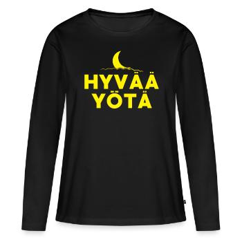 Hyvää yötä Finlande Finnois Bonne Nuit - T-shirt manches longues Premium bio Femme - noir - Devant - Julia (174cm)