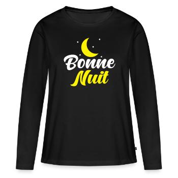 Bonne Nuit French Good Night - T-shirt manches longues Premium bio Femme - noir - Devant - Julia (174cm)