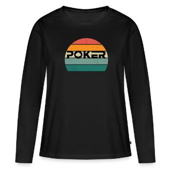 Joueur de poker chance stratégie texas hold'em poker - T-shirt manches longues Premium bio Femme - noir - Devant - Julia (174cm)