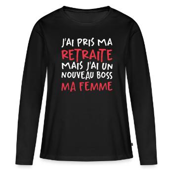 J'ai Pris Ma Retraite - T-shirt manches longues Premium bio Femme - noir - Devant - Julia (174cm)