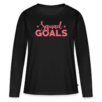 Objectifs de l’équipe - T-shirt manches longues Premium bio Femme - noir - Devant - Julia (174cm)