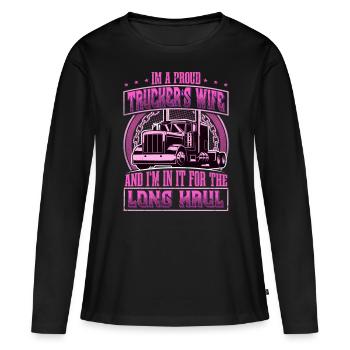 Truck Driver - Women's Premium Organic Long Sleeve Shirt - black - Front - Julia (174cm)
