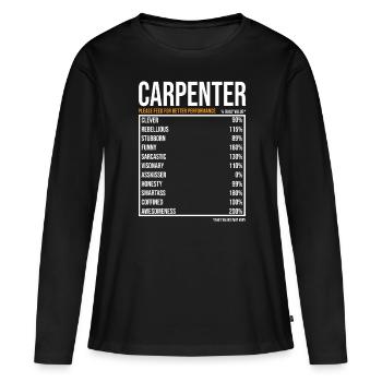 Schreiner tageswerte Lustiger Schreiner - Frauen Premium Bio Langarmshirt - Schwarz - Vorne - Julia (174cm)