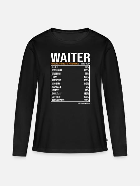 Kellner Spruch Kellner Geschenk - Frauen Premium Bio Langarmshirt - Schwarz