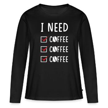 Café Café Café - T-shirt manches longues Premium bio Femme - noir - Devant - Julia (174cm)