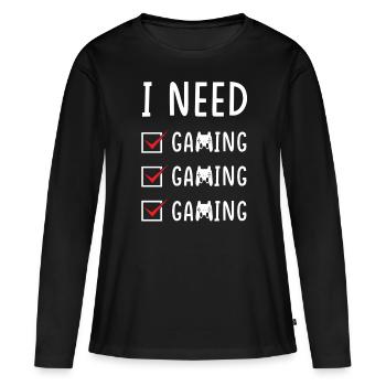 Gaming Gaming Gaming - T-shirt manches longues Premium bio Femme - noir - Devant - Julia (174cm)