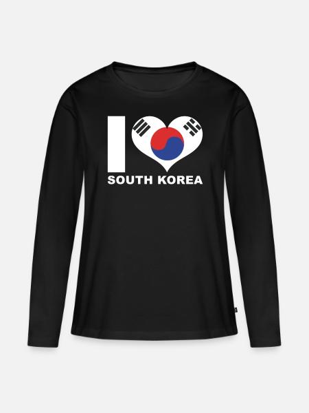 Ich liebe Südkorea Herz Flagge Südkorea - Ekologisk långärmad premium-T-shirt dam - svart