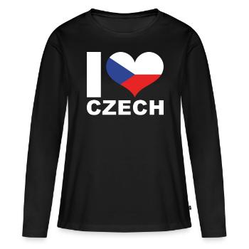 J’aime République tchèque Heart Flag République tchèque - T-shirt manches longues Premium bio Femme - noir - Devant - Julia (174cm)