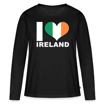 J’aime l’Irlande drapeau du cœur Irlande - T-shirt manches longues Premium bio Femme - noir - Devant - Julia (174cm)