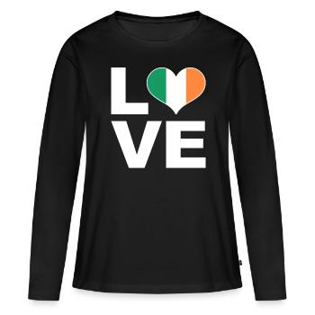 J’aime l’Irlande drapeau du cœur Irlande - T-shirt manches longues Premium bio Femme - noir - Devant - Julia (174cm)