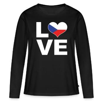 J’aime République tchèque Heart Flag République tchèque - T-shirt manches longues Premium bio Femme - noir - Devant - Julia (174cm)