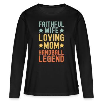 Ehefrau Mutter Handball Legende retro vintage - Frauen Premium Bio Langarmshirt - Schwarz - Vorne - Julia (174cm)