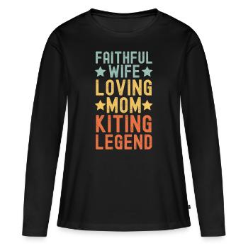 Wife Mother Kite Surfing Legend Retro Vintage - Women's Premium Organic Long Sleeve Shirt - black - Front - Julia (174cm)