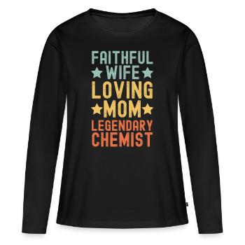 Épouse fidèle Mère aimante Chimiste - T-shirt manches longues Premium bio Femme - noir - Devant - Julia (174cm)