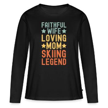 Ehefrau Mutter Ski Legende retro vintage - Frauen Premium Bio Langarmshirt - Schwarz - Vorne - Julia (174cm)