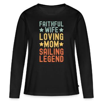 Wife Mother Sailor Sailing Legend retro - Women's Premium Organic Long Sleeve Shirt - black - Front - Julia (174cm)