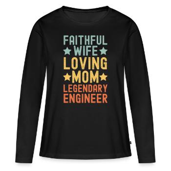 Femme fidèle Loving Mother Ingénieur - T-shirt manches longues Premium bio Femme - noir - Devant - Julia (174cm)
