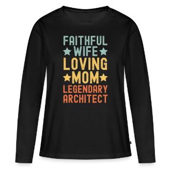 Épouse fidèle, mère aimante, architecte - T-shirt manches longues Premium bio Femme - noir - Devant - Julia (174cm)