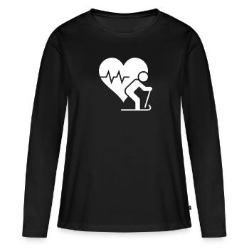 ski ski skieur skieur hiver neige montagnes - T-shirt manches longues Premium bio Femme - noir - Devant - Julia (174cm)