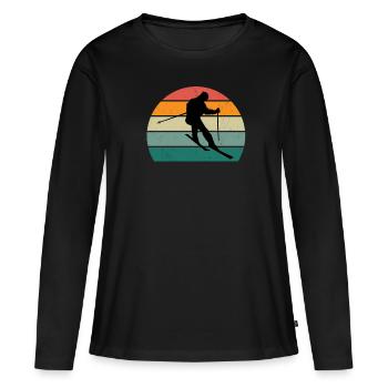 ski ski skieur skieur hiver neige montagnes - T-shirt manches longues Premium bio Femme - noir - Devant - Julia (174cm)