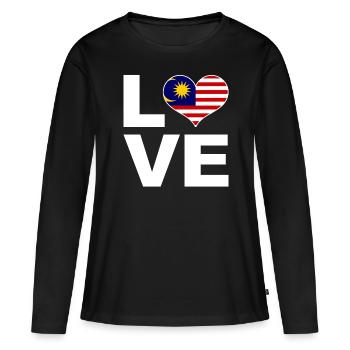 Ich liebe Malaysia Herz Flagge Malaysia - Frauen Premium Bio Langarmshirt - Schwarz - Vorne - Julia (174cm)