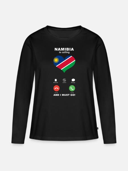 Namibia is calling Namibia Herz Souvenir - Frauen Premium Bio Langarmshirt - Schwarz