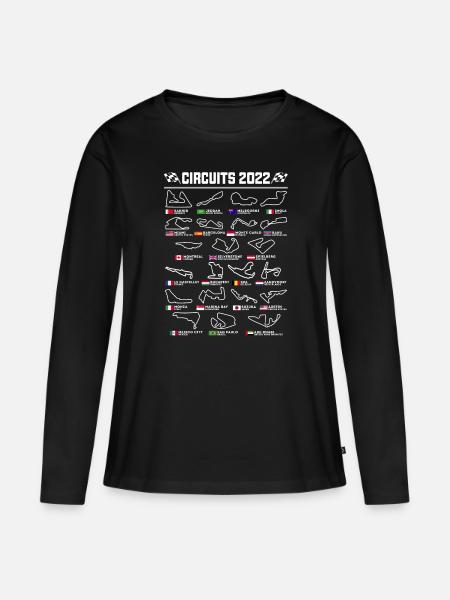 Englische Formel-Eins-Rennstrecken - Frauen Premium Bio Langarmshirt - Schwarz