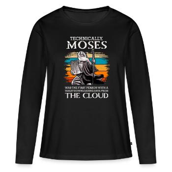 Moises First upload data tablette anglaise - T-shirt manches longues Premium bio Femme - noir - Devant - Julia (174cm)