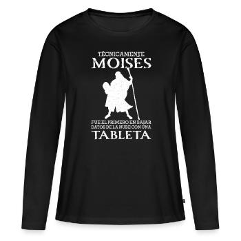 Moises Premier téléchargement de données tablette cloud - T-shirt manches longues Premium bio Femme - noir - Devant - Julia (174cm)