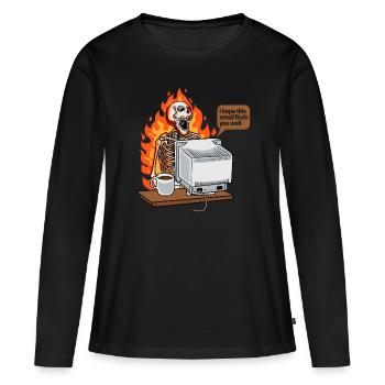 Gesättigter Kaffee bei der Arbeit Neue E-Mail - Frauen Premium Bio Langarmshirt - Schwarz - Vorne - Julia (174cm)