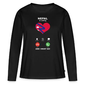 Le Népal appelle Nepal Heart Souvenir - T-shirt manches longues Premium bio Femme - noir - Devant - Julia (174cm)