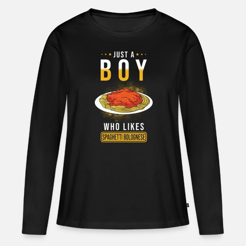 Spaghetti Bolognese - Frauen Premium Bio Langarmshirt - Schwarz